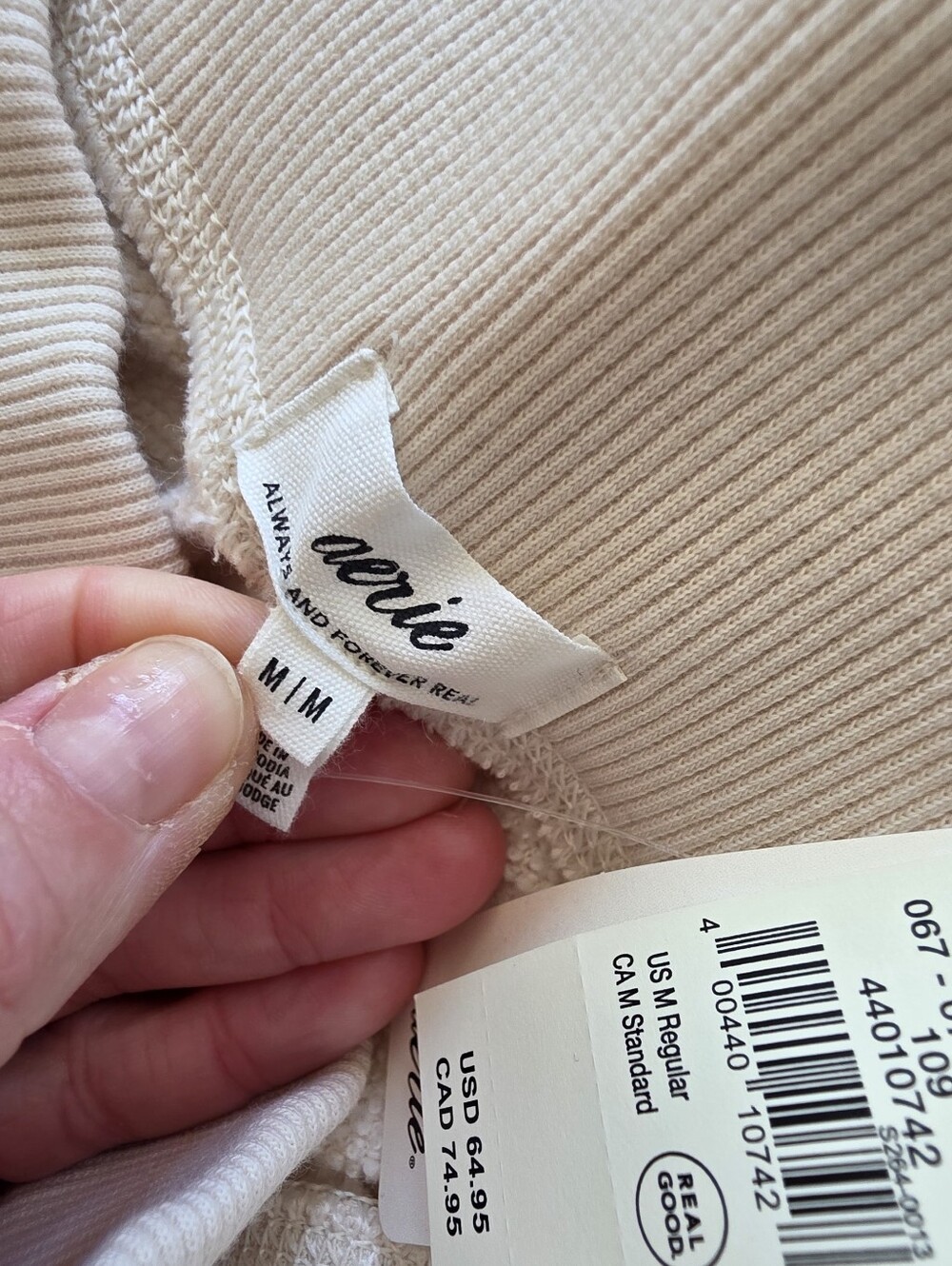 Aerie ($170) NWT Cream Oversized V-Neck Lounge Set Wide Leg Pants Matching Set - Picture 8 of 16